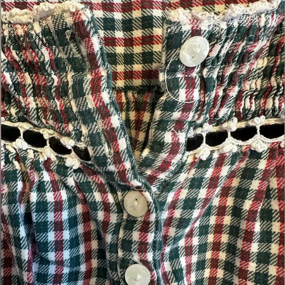 Amanda Stewart Intimates Vntg smocked Plaid Cotton Christmas Nightgown Size XL - Picture 7 of 10